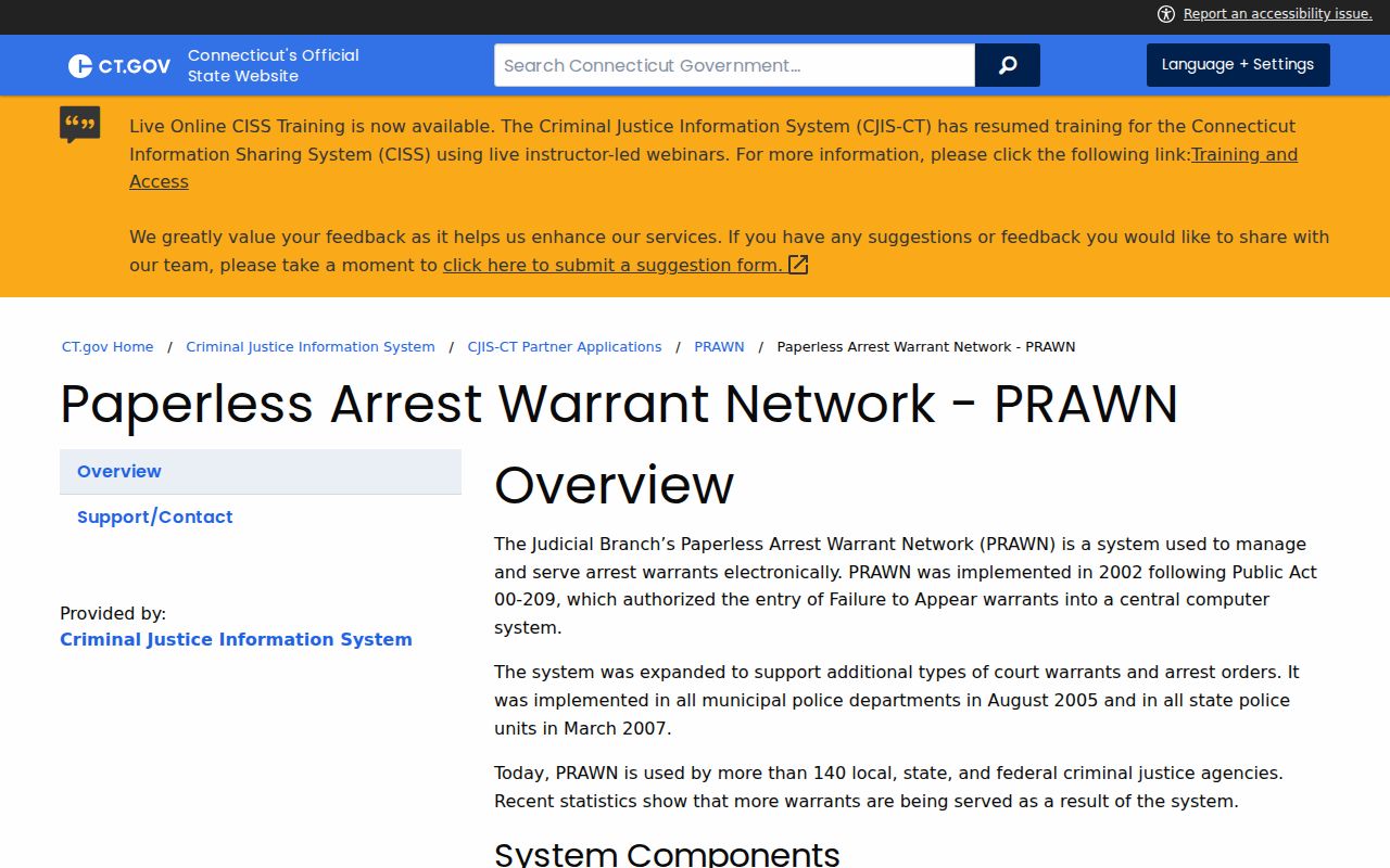 Middlesex County warrant records restricted PRAWN system