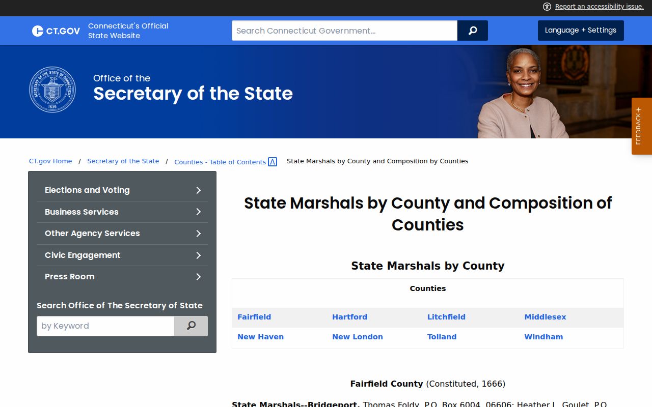 Middlesex County warrant records state marshal structure