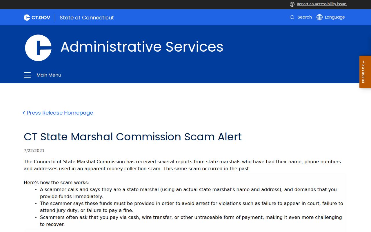 Middlesex County most wanted safety warning about marshal scams